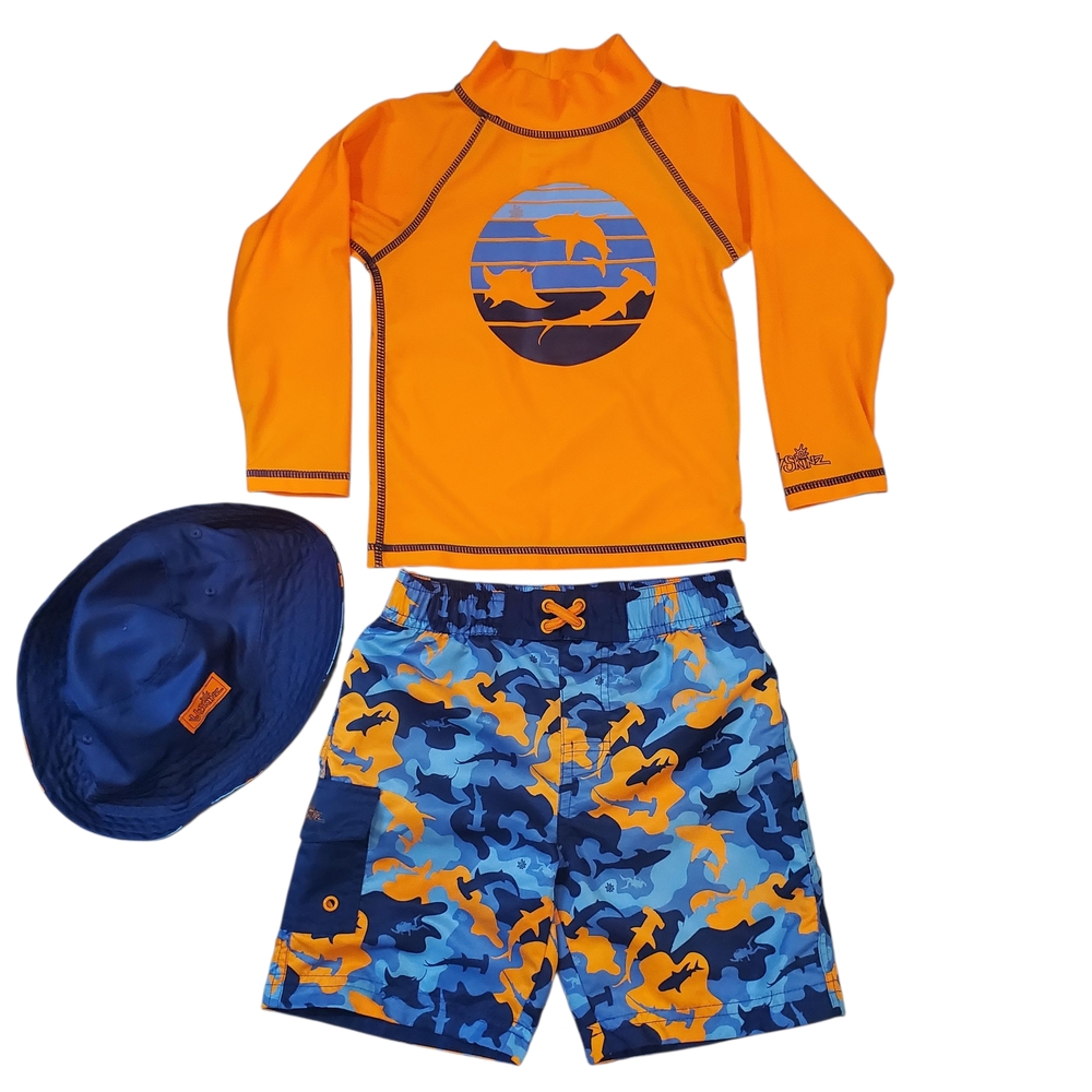 UV SKINZ Boys 3 Piece Swim Set with UPF 50+ Sun Protection Size 5 - Picture 2 of 10
